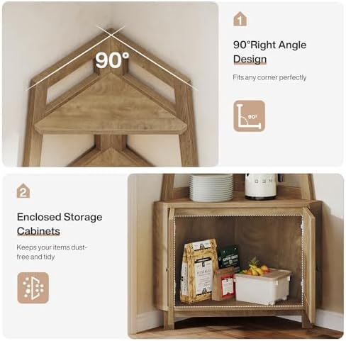 Tribesigns 709 Inch Tall Corner Shelf with Storage Cabinet
