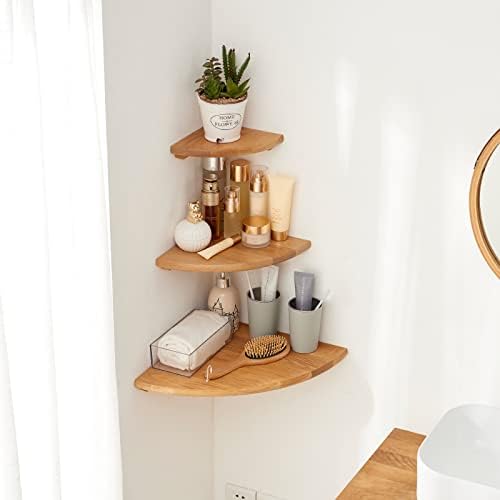 Natural Oak Corner Shelf 14 Inches Floating Display Shelf