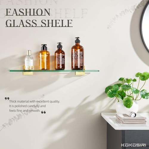 KOKOSIRI Floating Tempered Glass Shelf 16x56 Inch