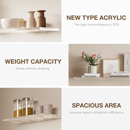 Clear Acrylic Floating Shelves for Wall Mounting