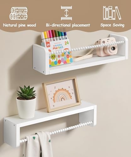 White Floating Bookshelf Wall Set of 3 for Nursery