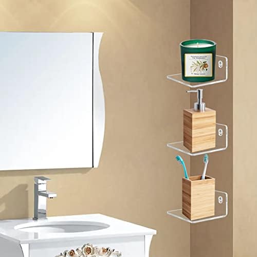 Bigfety Acrylic Floating Shelves 3-Ledges Clear Mini Display Shelf
