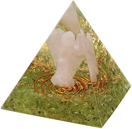Rockcloud Guardian Angel Orgone Pyramid with Peridot Crystal