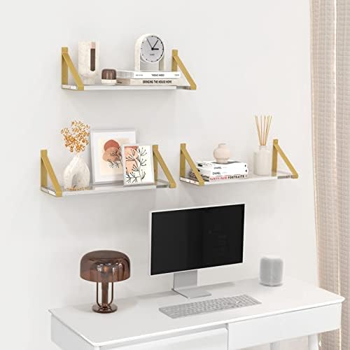 Gold Floating Shelves Set of 3 8mm Clear Acrylic Display