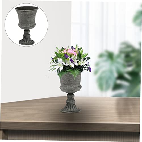 Garneck Vintage Metal Flower Vase Rustic Gray Vase for Home Decor