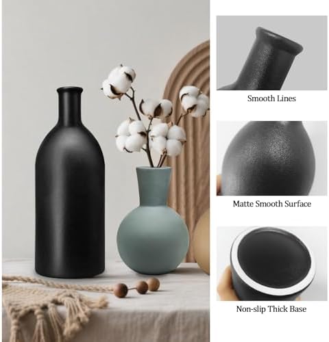 INKOTKIT Pottery Vases Set of 3 Rustic Farmhouse Decor Display