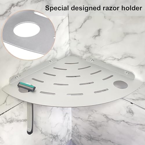 NUTNAPH Corner Shower Shelf Wall Mount Metal Floating Shelf Silver 1 Pcs