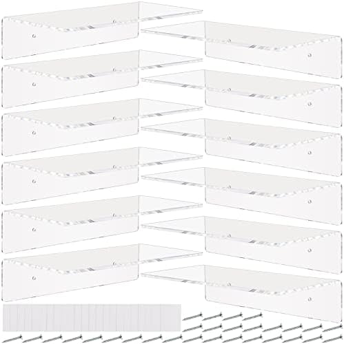 12 Pack Acrylic Floating Shelves Clear 12 Inch Wall Display