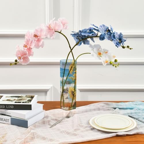 Sunflowers by The Sea Clear Plastic Cylinder Vase 118 Inch Tall