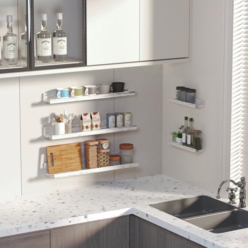 Lyeasw Rustic White Floating Shelves Set of 5