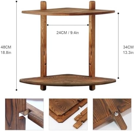 Floating Corner Shelf Wood Bookshelf for Living Room Bedroom Kitchen