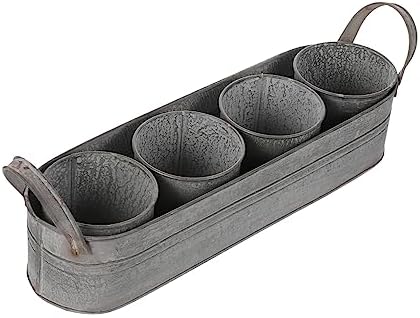 4pcs Iron Flower Pots with Tray Decorative Dried Flower Buckets