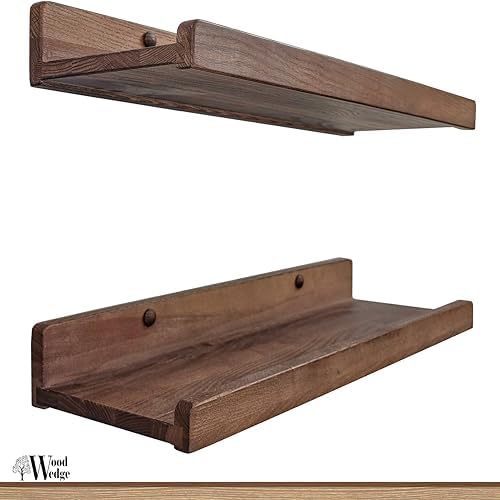 Wood Wedge Floating Shelves Set 2 16 Inch Waterproof
