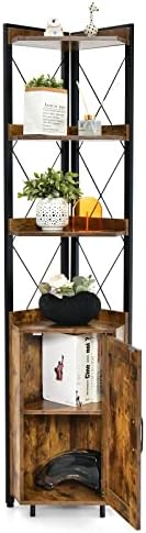 LOKO 71 Inches Tall Corner Shelf with 4 Tiers and Storage Cabinet