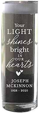 Engraved Your Light Shines Bright Memorial Floating Candle Vase