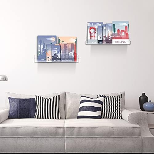 Jetec 24 Pcs Clear Floating Acrylic Shelves for Home Decor