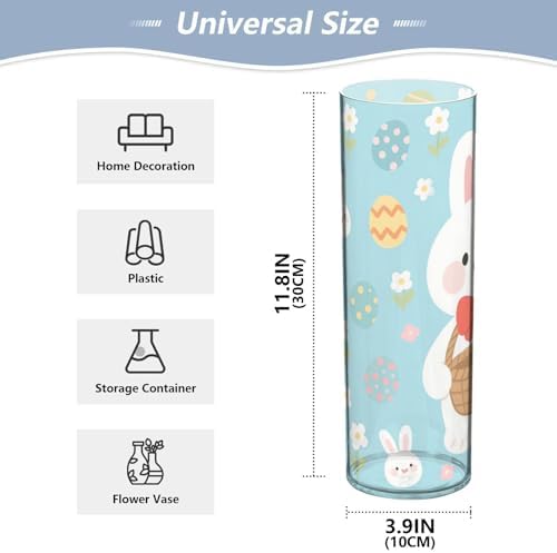 Cute White Rabbit Plastic Cylinder Vase for Flowers