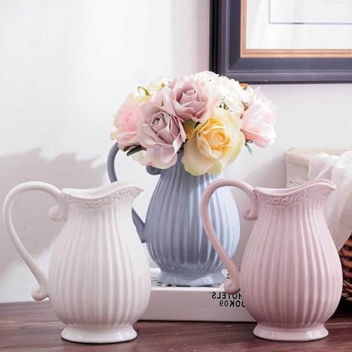 Mobestech Grey Ceramic Dried Flower Vase for Elegant Table Display