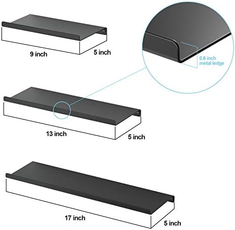 SRIWATANA Black Floating Shelves Set of 3 for Home