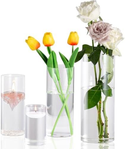 Clear Glass Cylinder Vases 4 6 8 10 Inch Set