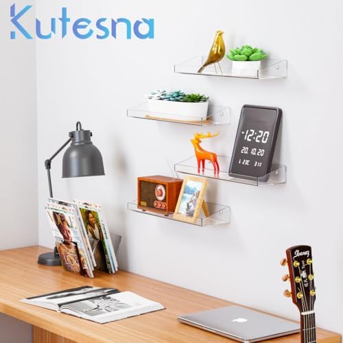 6 Pack Clear Floating Shelves for Wall Storage