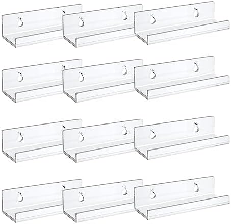 12-Pack 4-Inch Clear Vinyl Record Wall Mount Shelf