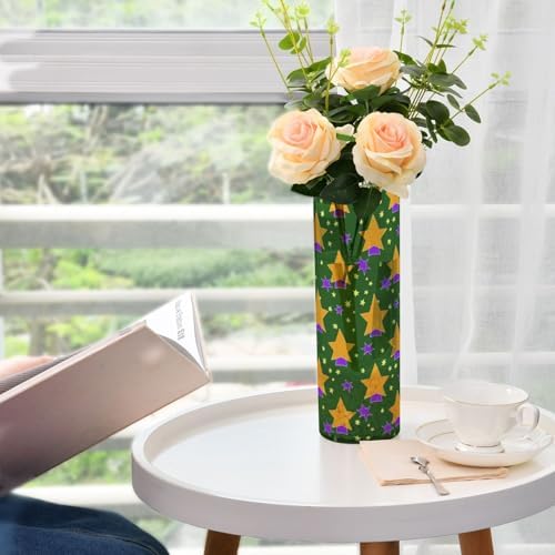 Christmas Orange Star Green Plastic Candle Holder Flower Vase