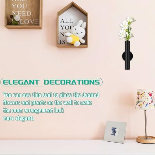 3 Pcs Black Wall Mounted Vases for Decor Flower Display Decoration