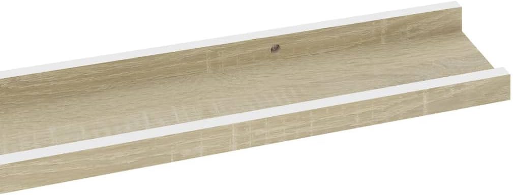 2 pcs Wall Shelves White and Sonoma Oak 394x35x12 for Bedroom Kitchen Decor