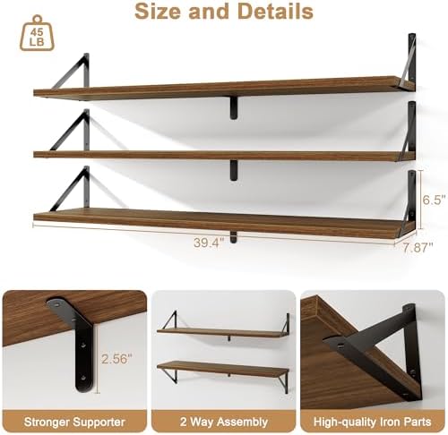 Fun Memories 3-piece 40-inch Floating Bookshelf Set