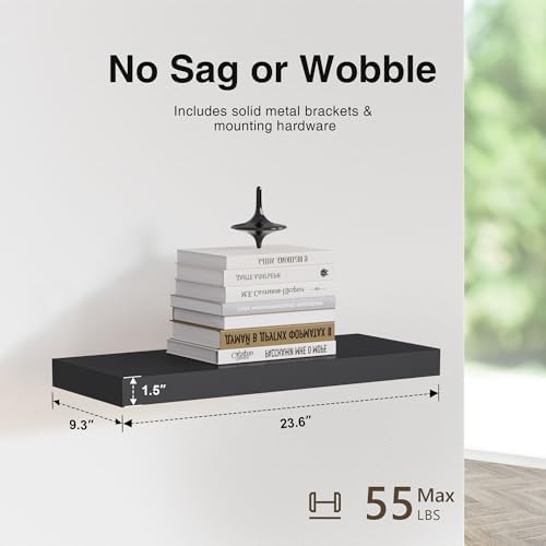 Colima Floating Wall Shelves Set of 3 Black Wood