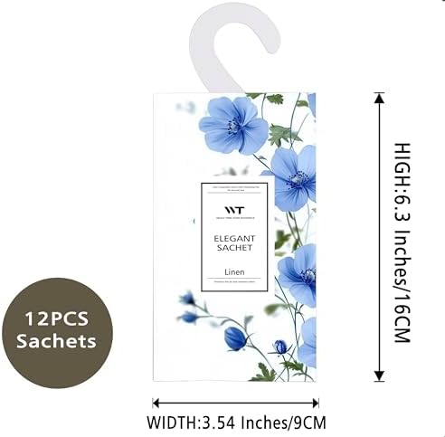 WEALD TRIBE 12 Pack Fresh Linen Scented Sachets for Home Deodorizer