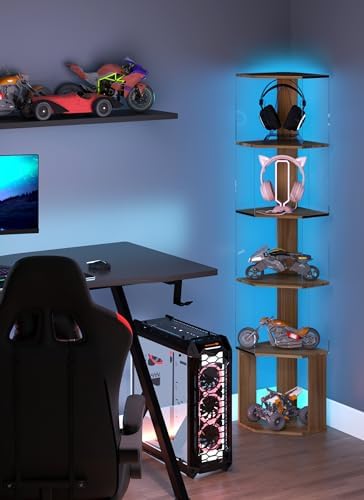 Quikraen 6 Tier Corner Shelf with LED Light