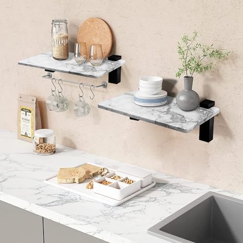 LUANT Bathroom Floating Shelves Marble Stone Wall Mount Organizer