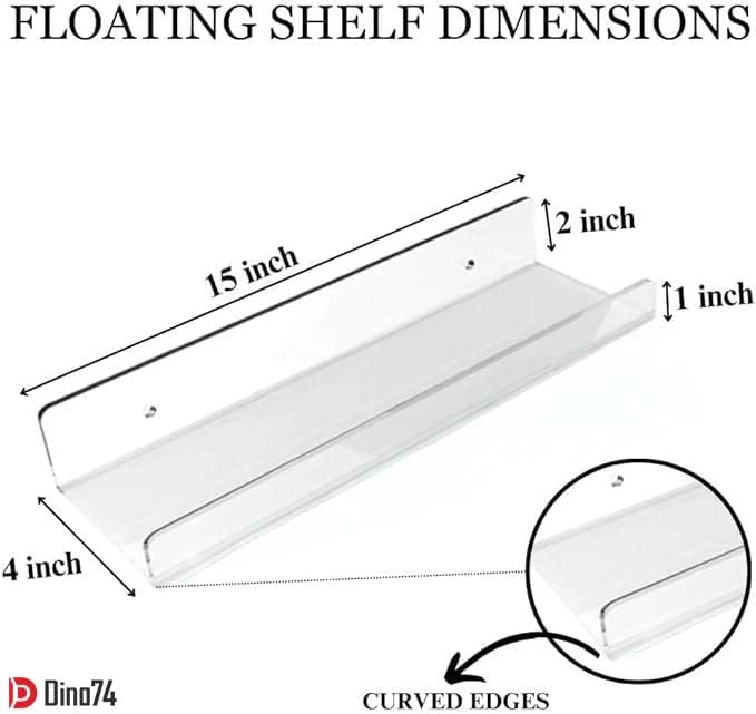 Dino74 Clear Acrylic Shelf Set of 4 Floating Wall Shelves