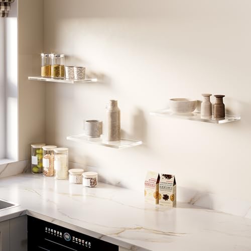 Clear Acrylic Floating Shelves for Wall Mounting