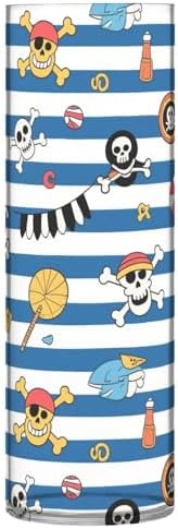 Blue White Striped Pirate Skull Plastic Hurricane Candle Holder 118 x 39 Inch