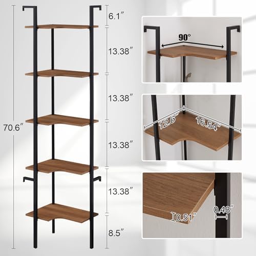 Freexployer 5 Tier Corner Shelf with Metal Frame