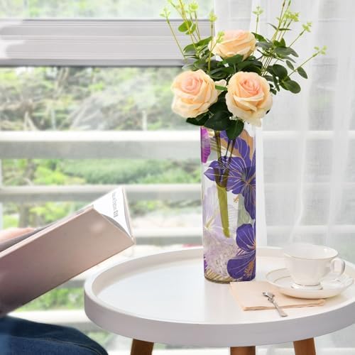 Floral Purple Plastic Hurricane Candle Holder 118 x 39 Inch