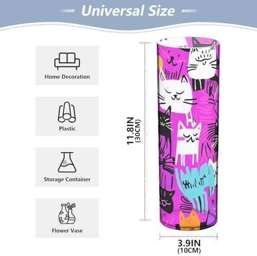 Peach Punk Cats Colorful Cartoon Plastic Vase 118 x 39 Inch