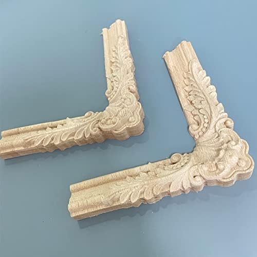 4PCS Decorative Wood Carved Corner Appliques 47x47in for Furniture Door Cabinet