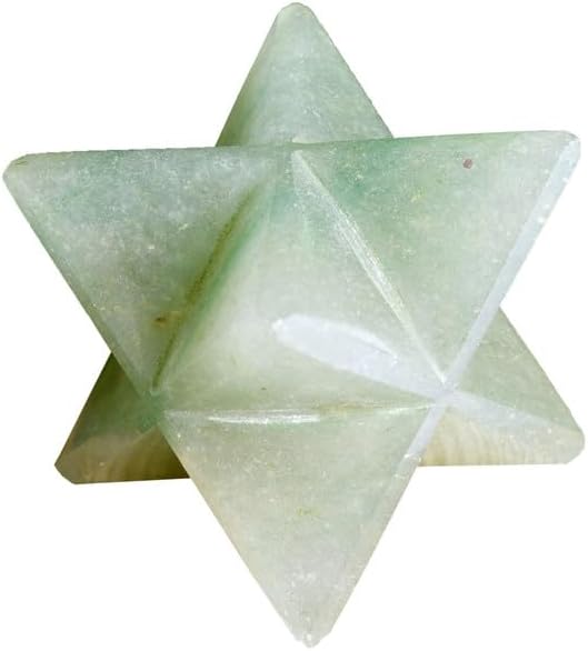 EDZZEL Natural Stone Light Green Aventurine Merkaba and Rose Selenite with Velvet Pouch 1 Pcs