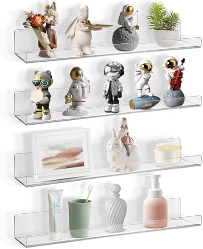 Boxalls Acrylic Clear Floating Shelves 4 Pack