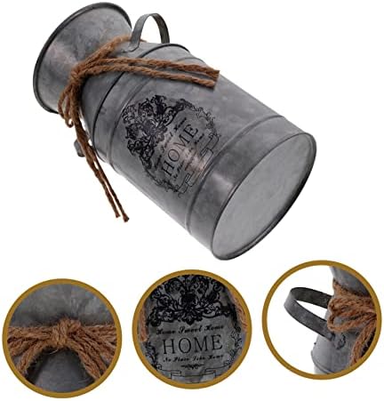 Rustic Iron Flower Bucket for Home Decor