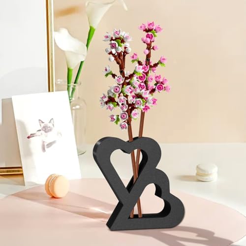 Double Heart Vase for LEGO Flower Display - Black