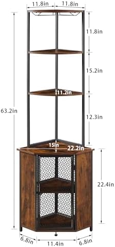 VECELO Corner Cabinet Tall Storage Shelf Bookshelf Display Rack 1