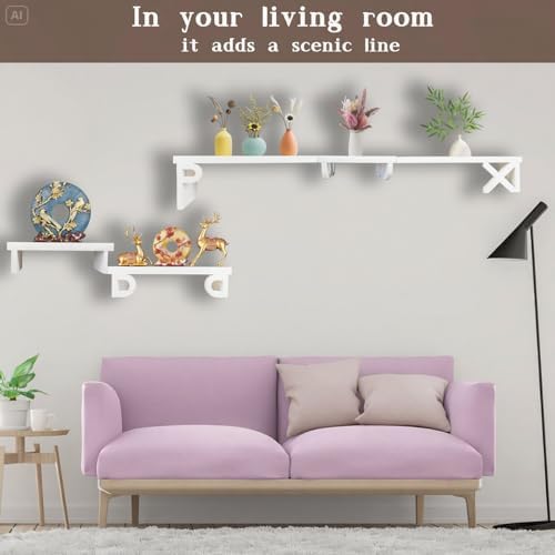 White Floating Shelves Set of 5 for Wall