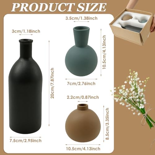 3Pcs Creative Ceramic Flower Vase Set for Home Decor