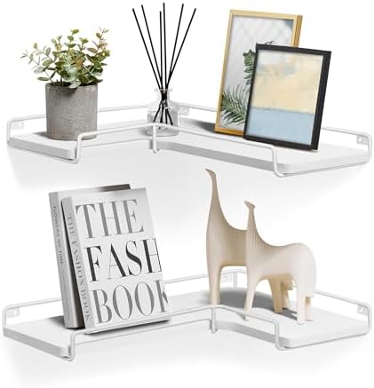 VASAGLE Corner Shelf Wall Mount Set of 2 Cloud White