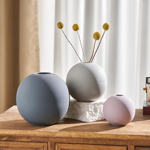 Ceramic Vase Set of 3 Multicolor Rustic Farmhouse Decor